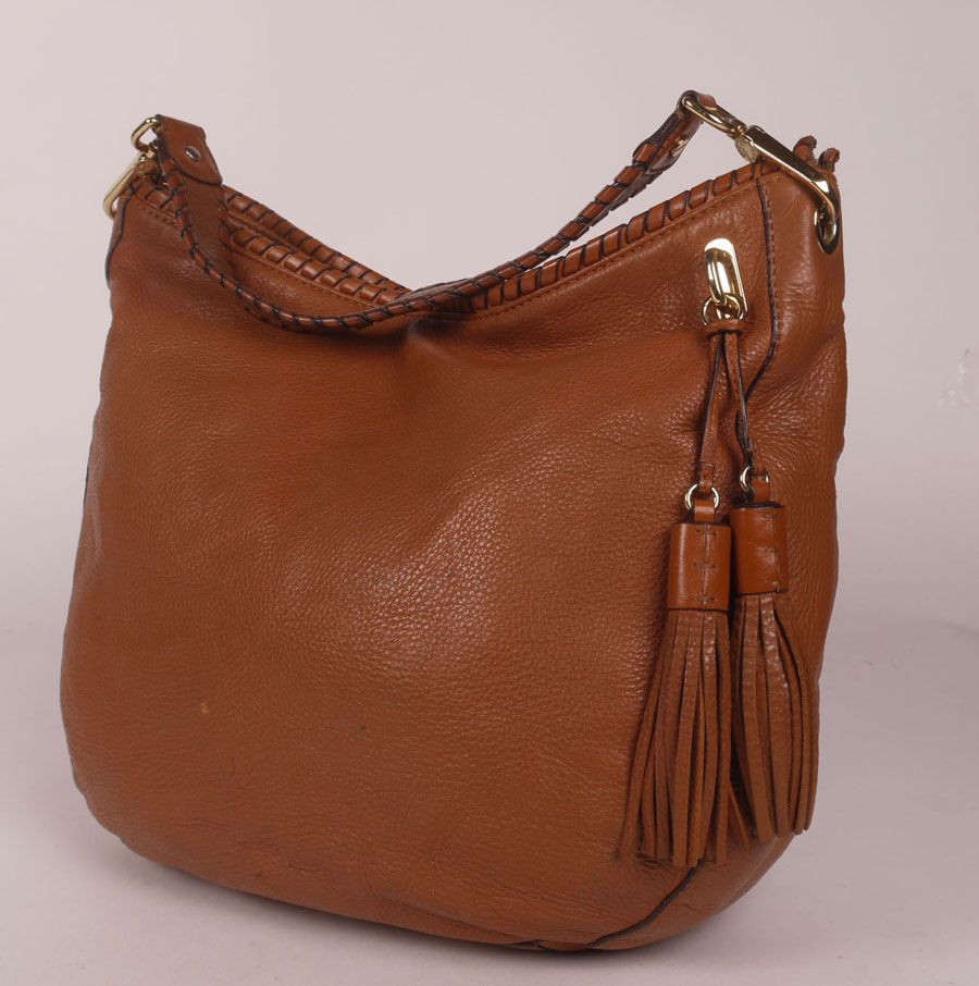 MICHAEL KORS HANDBAG, BRAIDED LEATHER SHOULDER BAG BROWN eBay